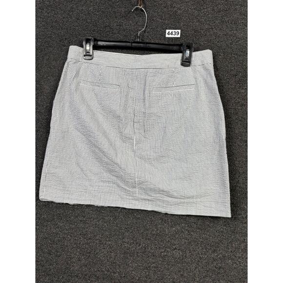 J Crew Seersucker Mini Skirt Womens Size 6 Sailor Button Accent Pocket Cotton - Picture 2 of 7
